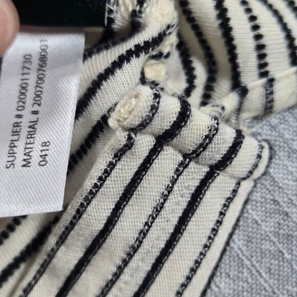 Lauren Ralph Lauren Wom LG Tee Black Striped Gold Buttons Classic Timeless Chic - Picture 10 of 11